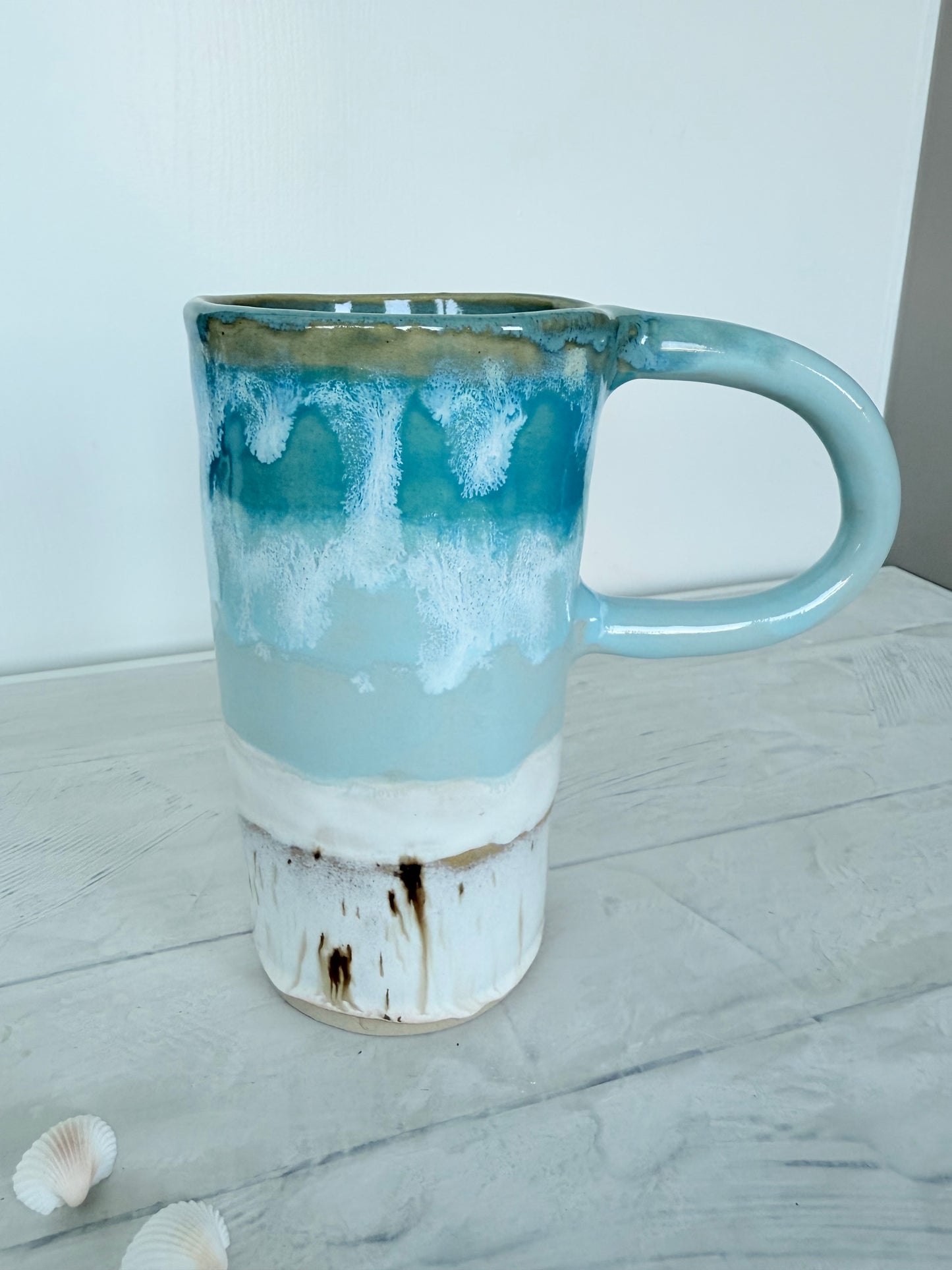 Strand-Ozean-Becher, kleine blau-türkis handgemachte Tasse