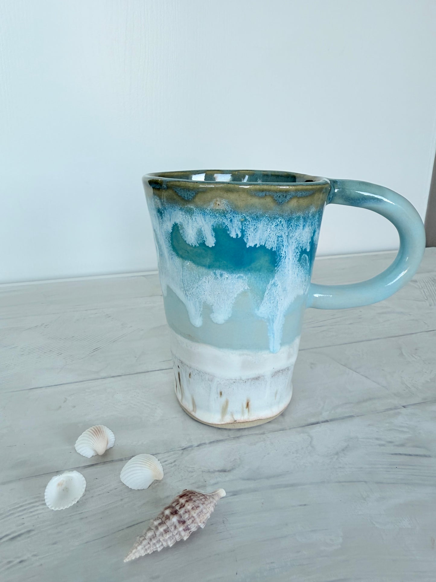 Strand-Ozean-Becher, kleine blau-türkis handgemachte Tasse