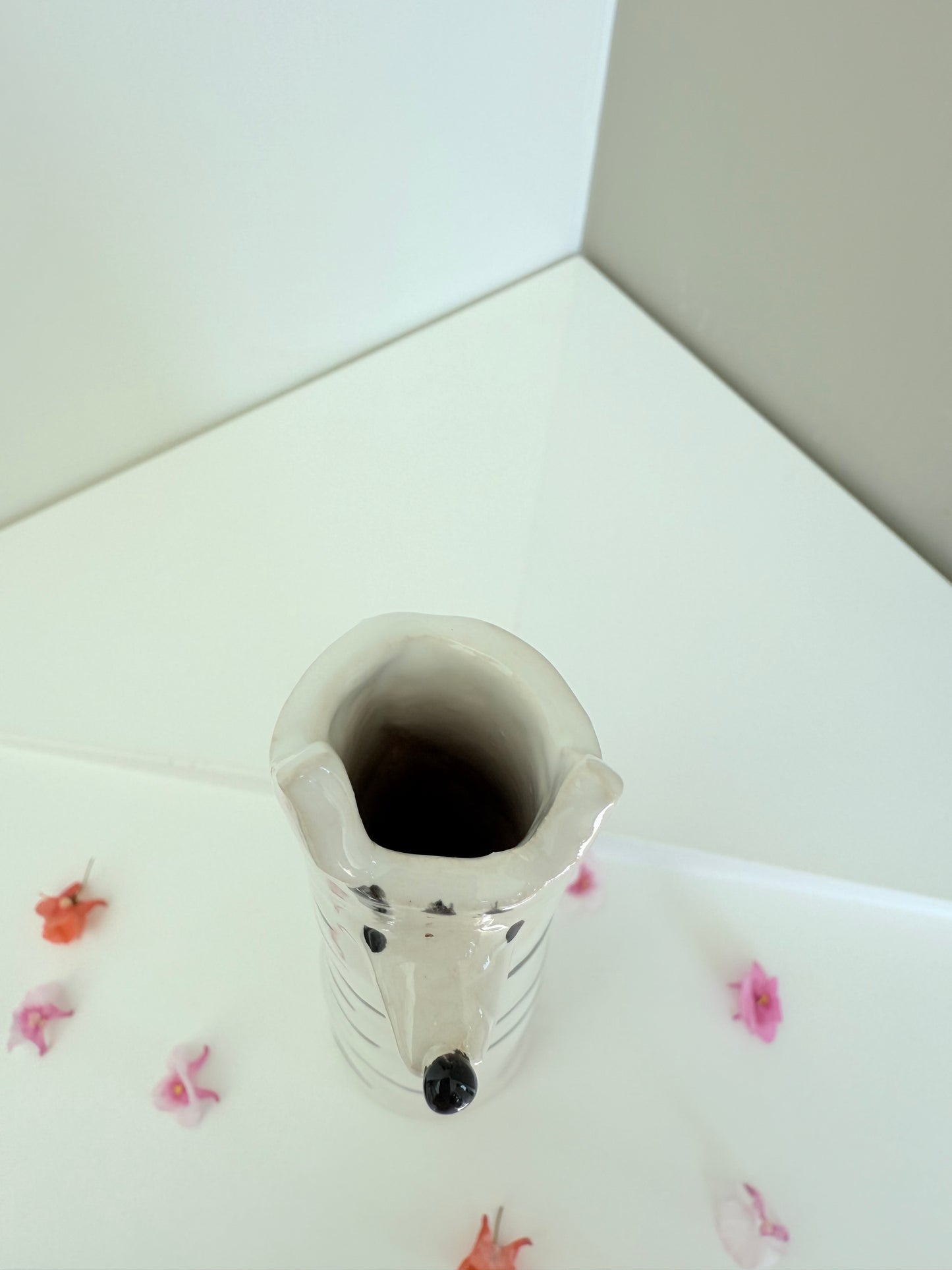Cute Cat shaped skinny vase, handmade and hand painted ceramic kitty vase, unique gift