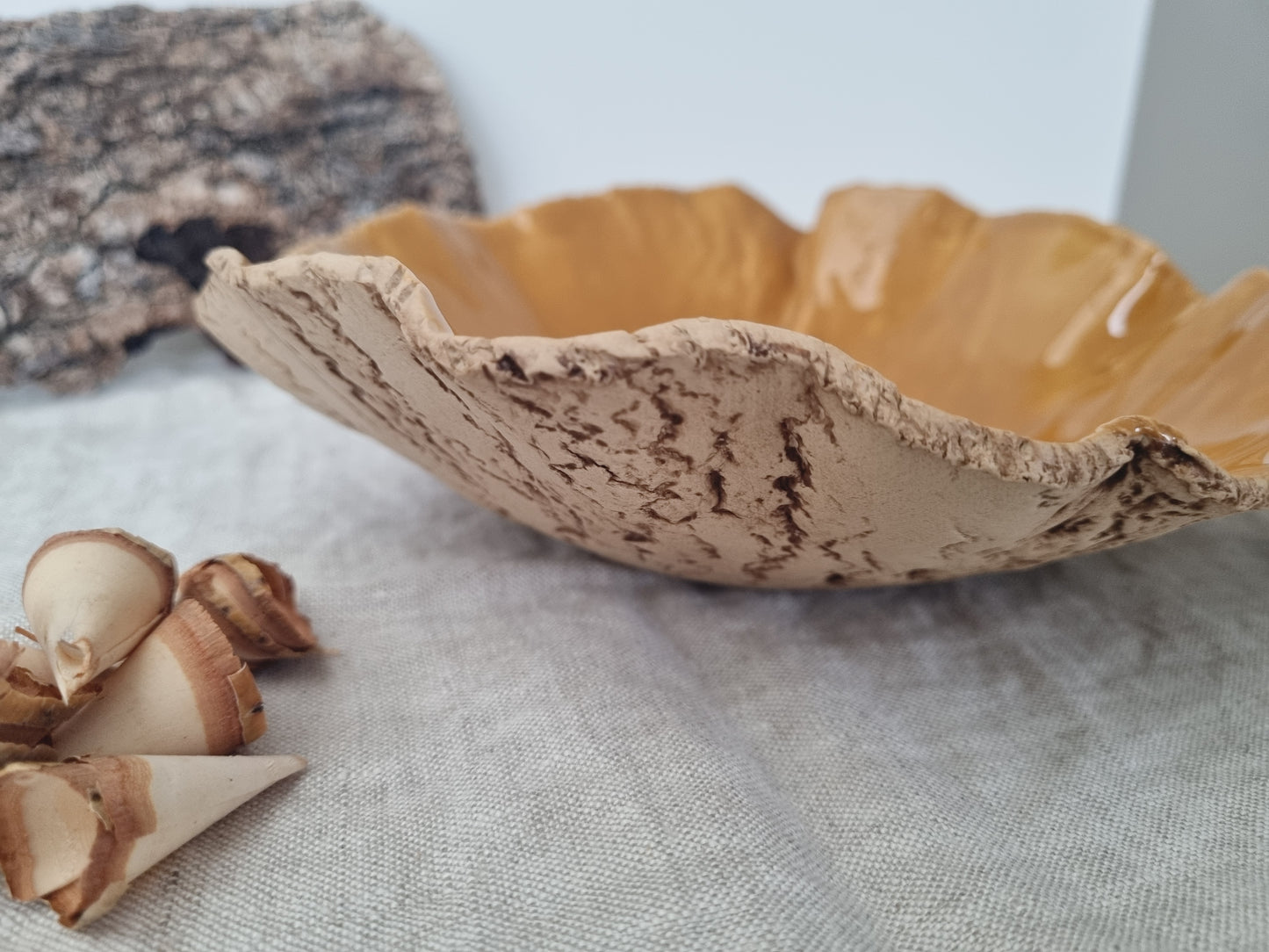 Modern rustic artistic bowl, decorative centerpiece