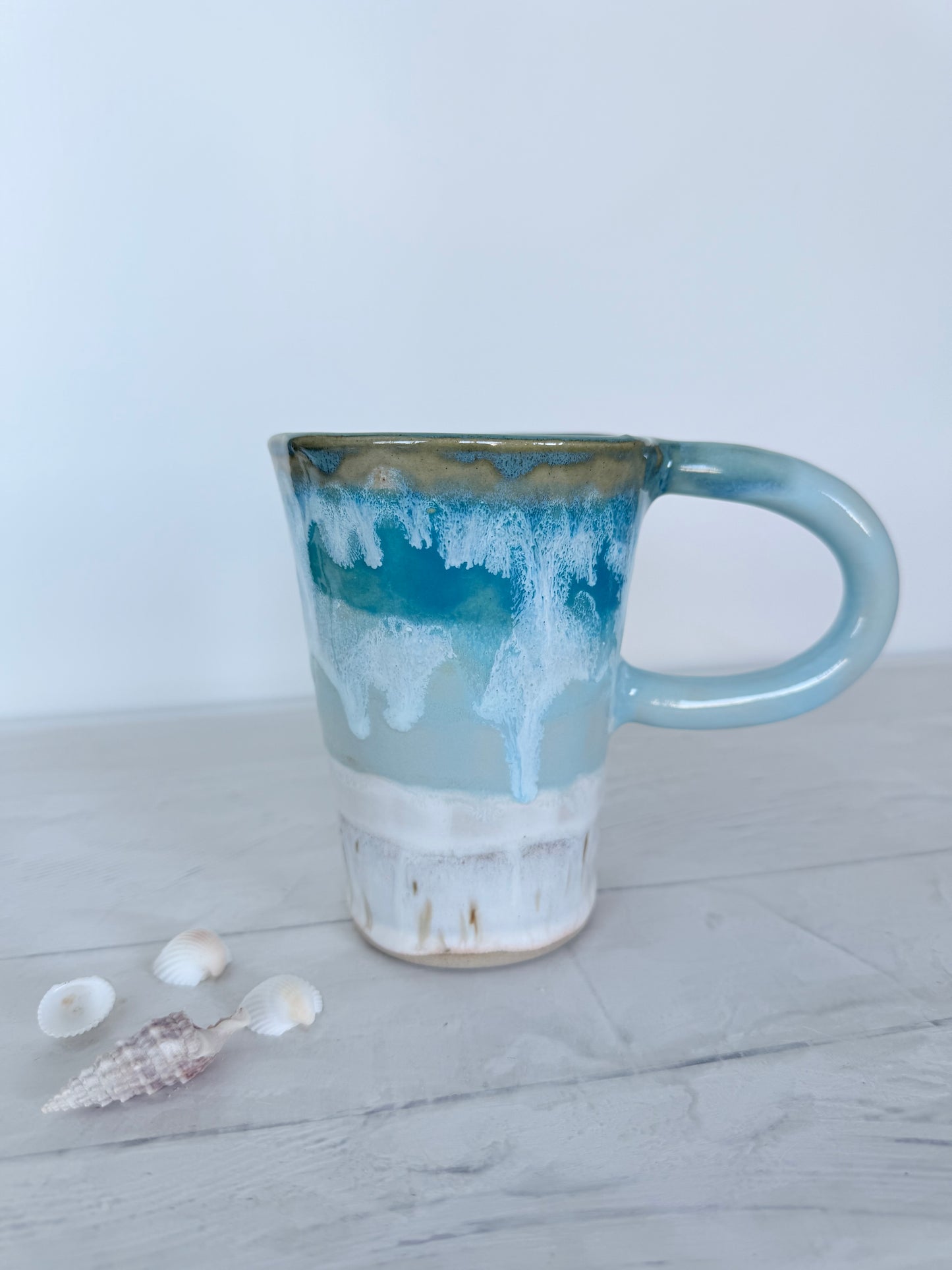 Strand-Ozean-Becher, kleine blau-türkis handgemachte Tasse
