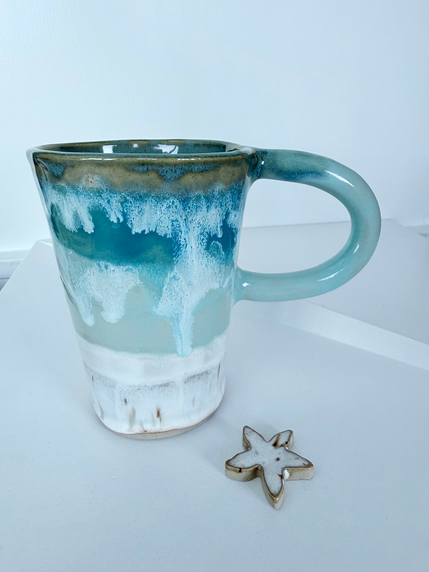 Strand-Ozean-Becher, kleine blau-türkis handgemachte Tasse