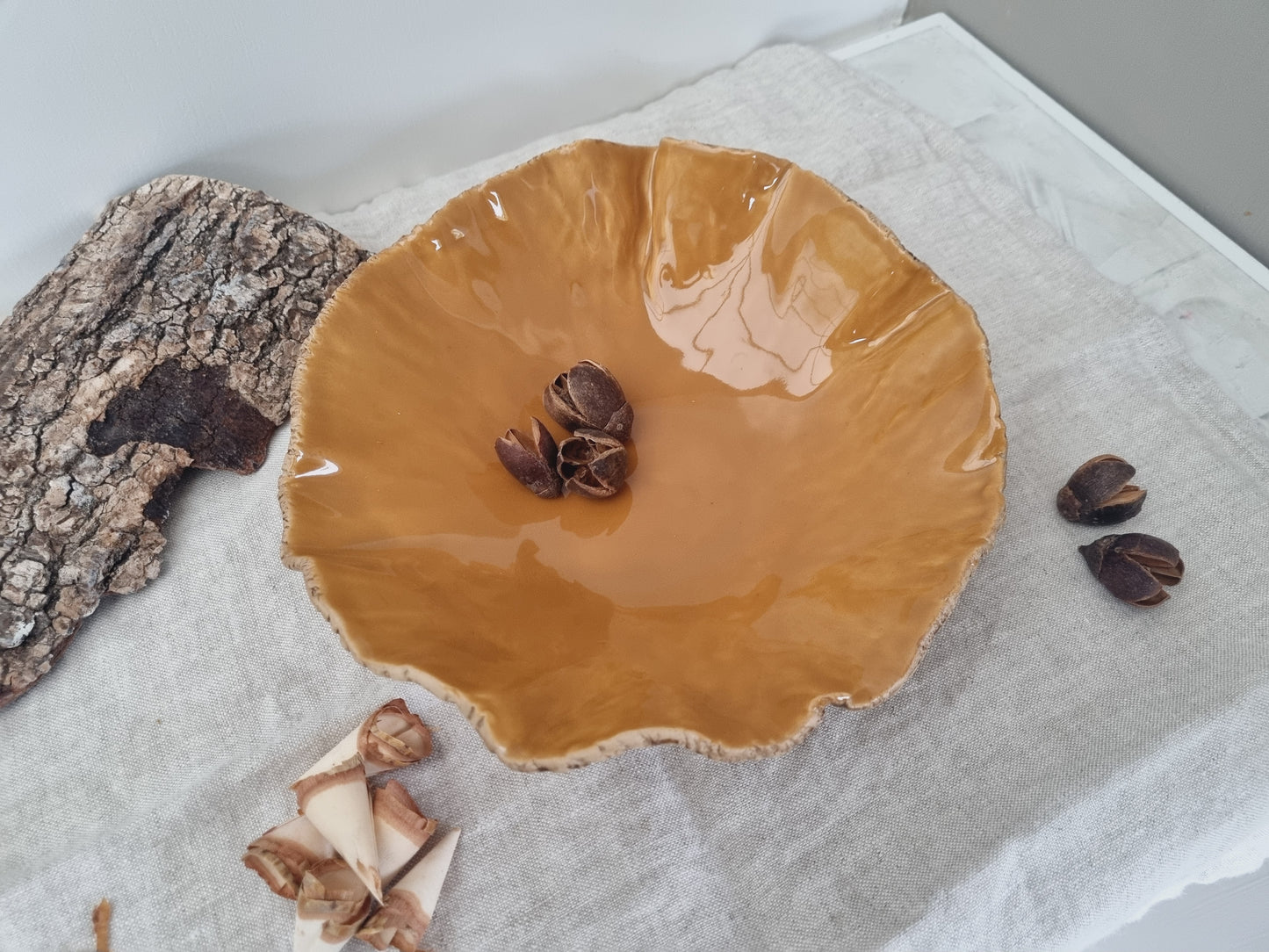 Modern rustic artistic bowl, decorative centerpiece
