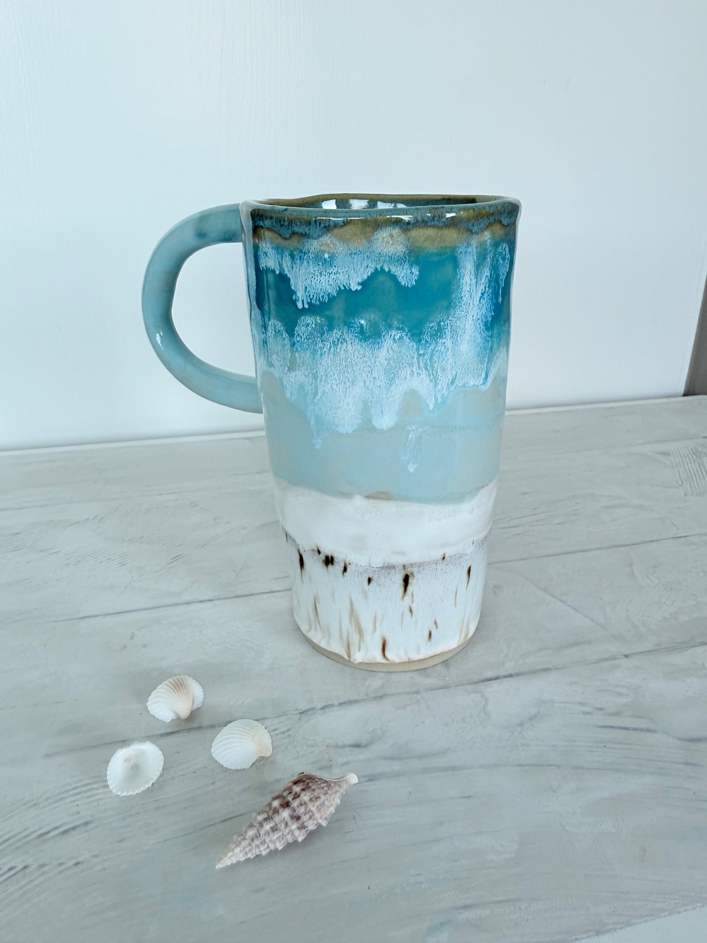 Strand-Ozean-Becher, kleine blau-türkis handgemachte Tasse