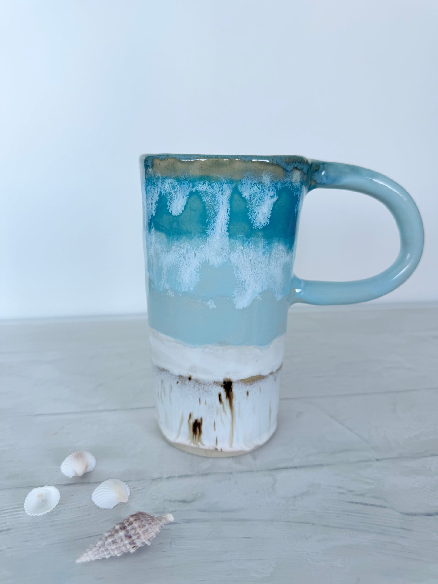 Strand-Ozean-Becher, kleine blau-türkis handgemachte Tasse
