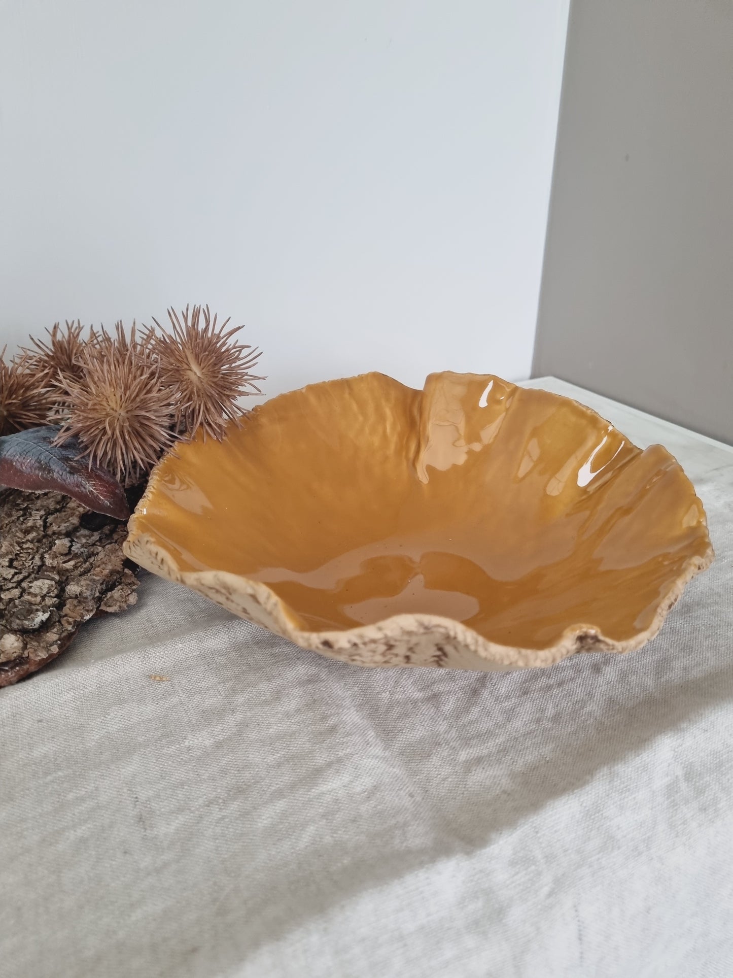 Modern rustic artistic bowl, decorative centerpiece