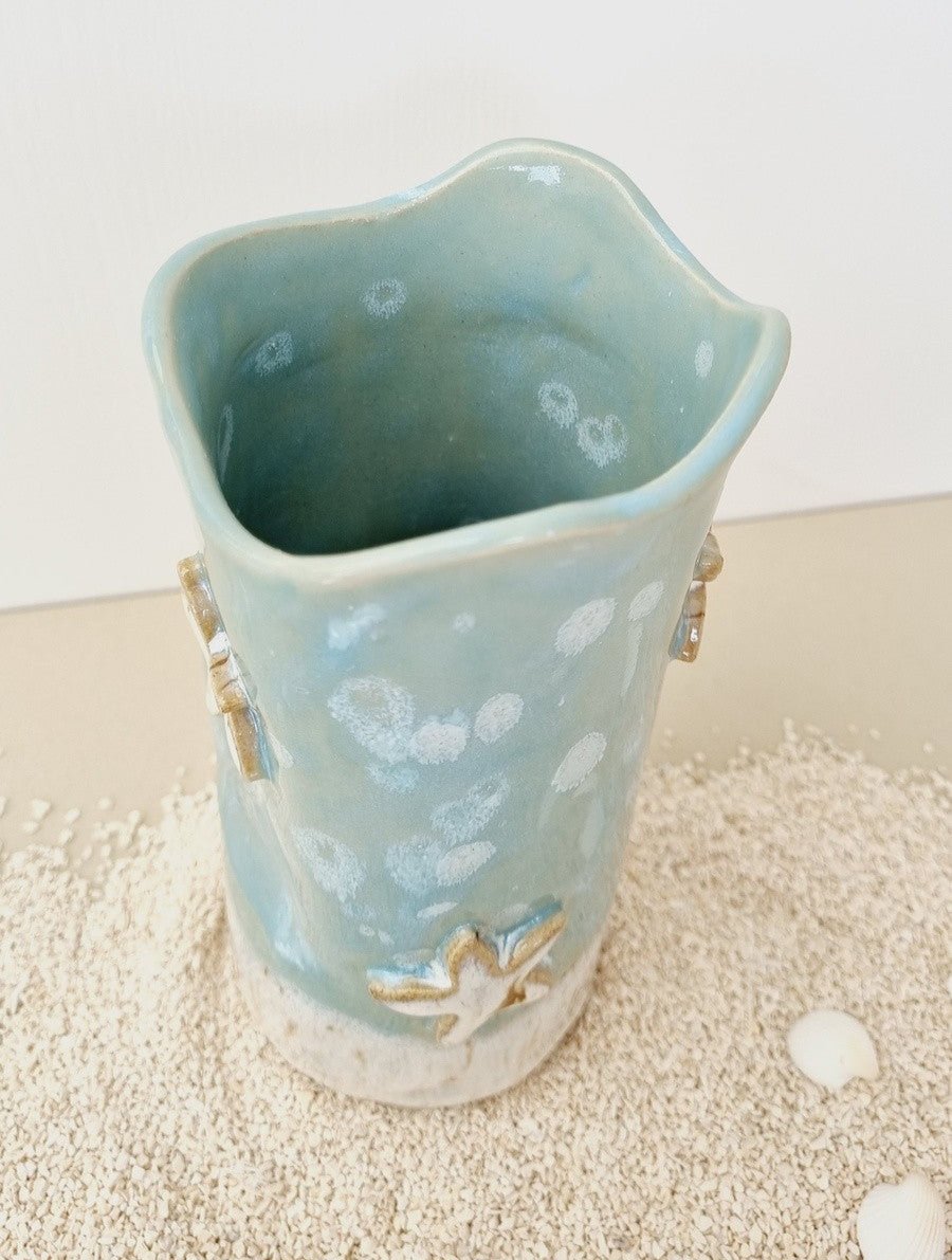 Turquoise vase handmade. Beach decor