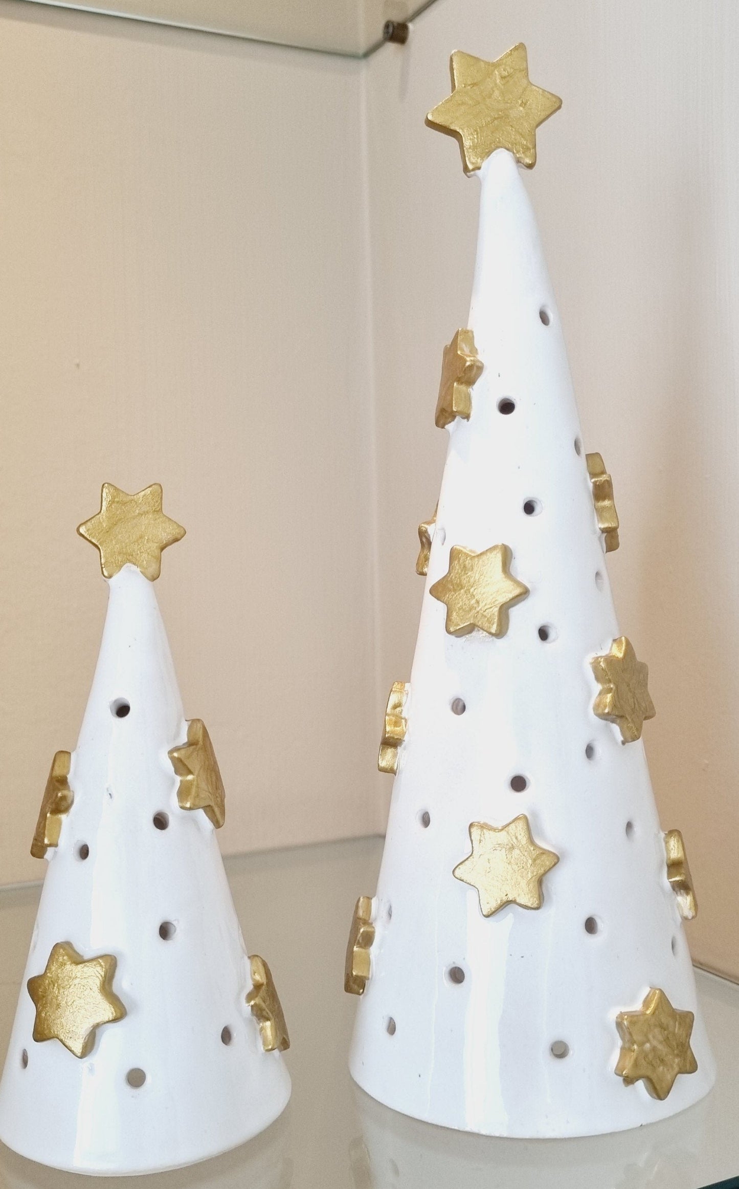 White ceramic tree with golden stars