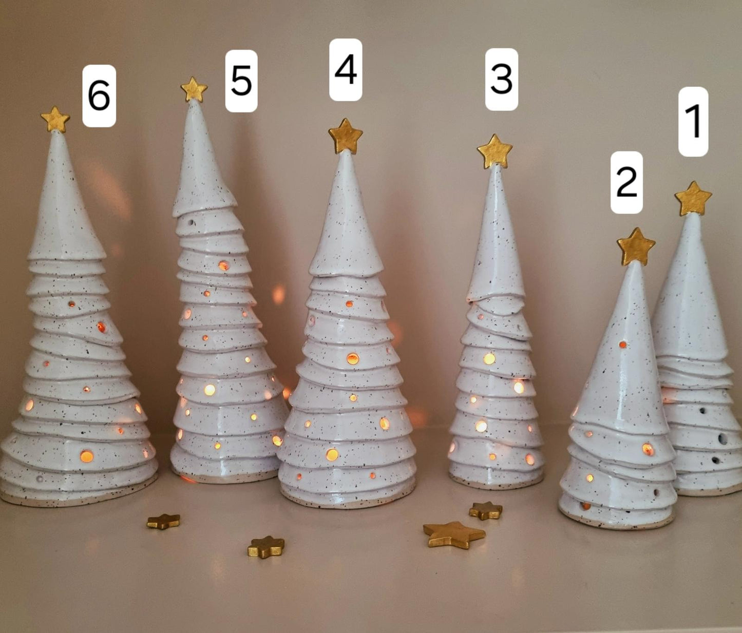 Ceramic Christmas Tree, white pierced Holiday luminary