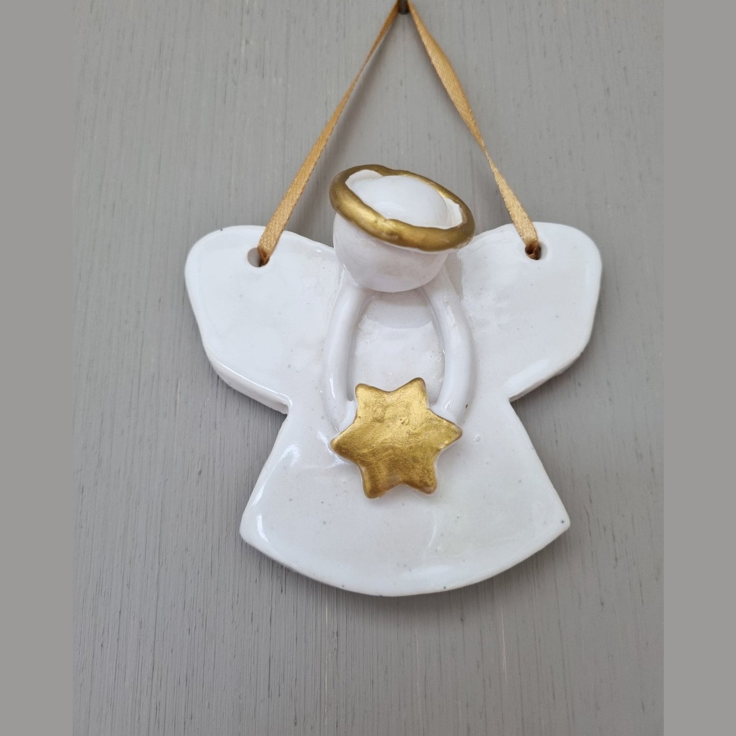 Ceramic Angel Ornament, Handmade Christmas Angel, Christmas tree ornament