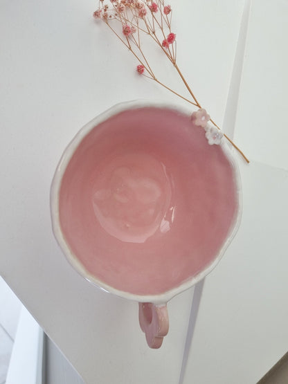 Pink glaze inside the mug