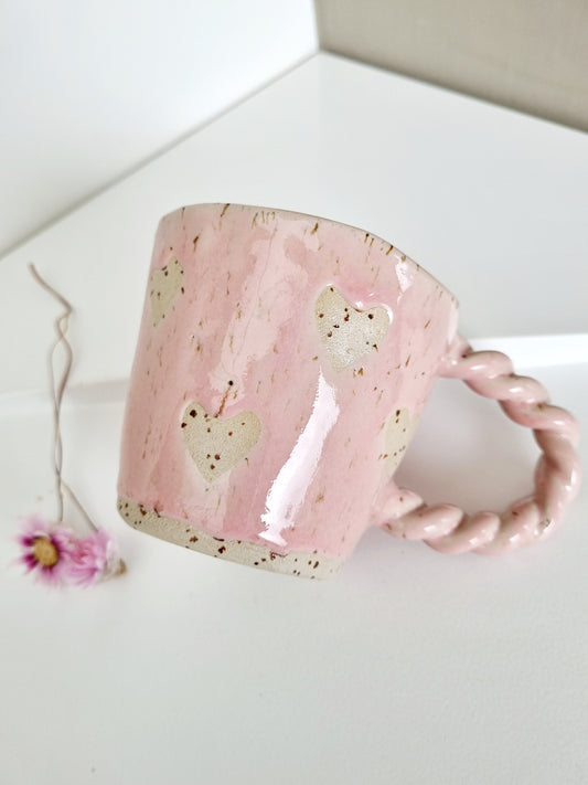 Heart mug pink