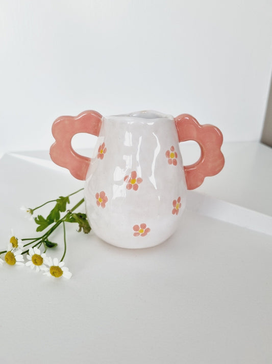 Small vase handpainted with daisies