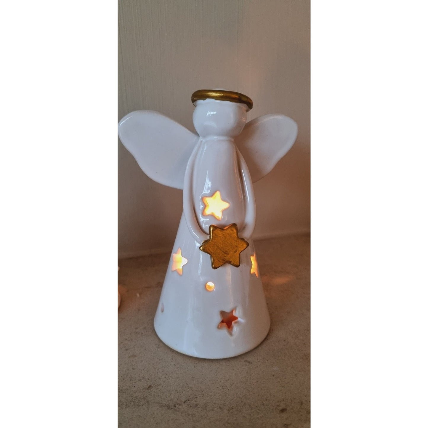 Ceramic Angel, Christmas luminary.