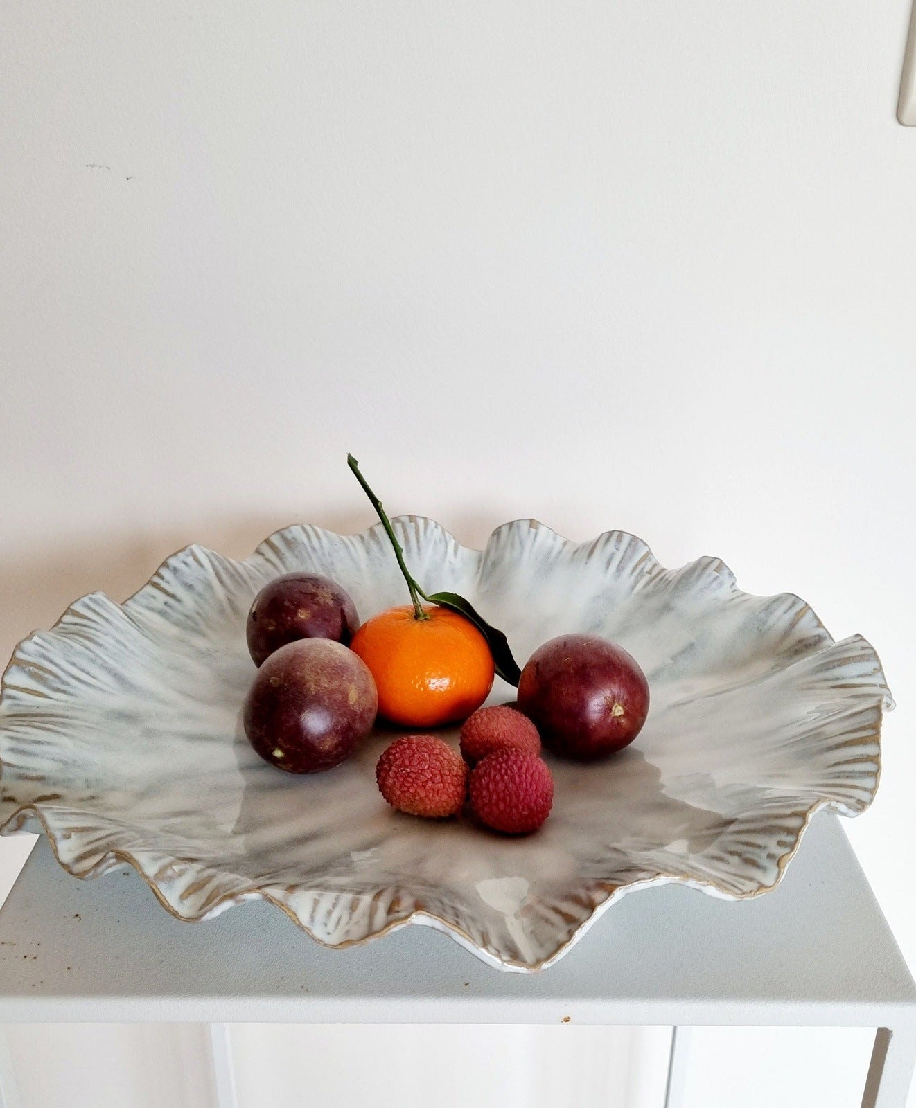 Grey white flutter decorative  bowl 