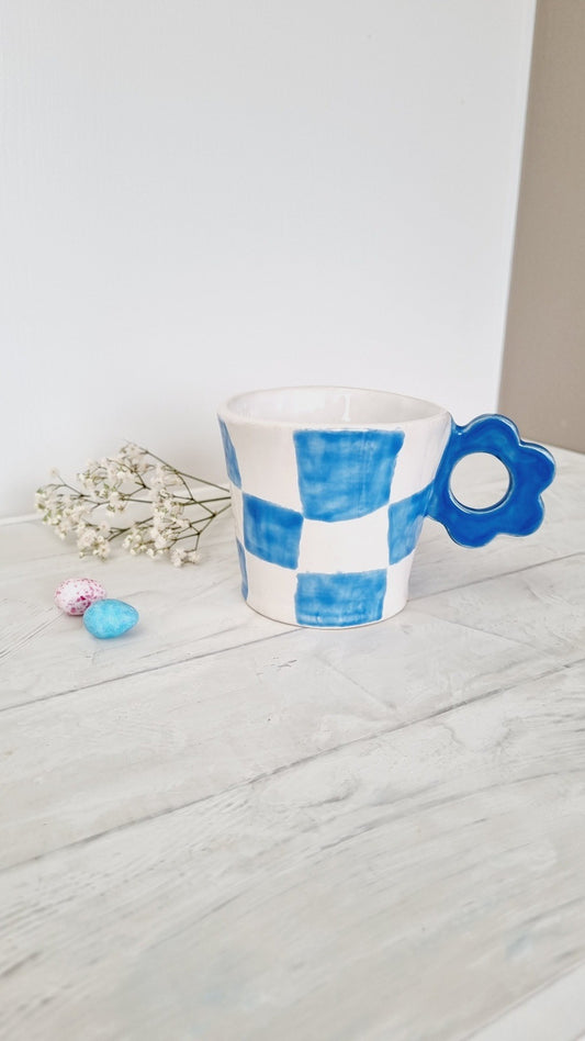 Blue checkers cup