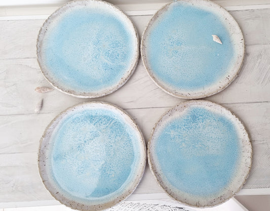 Tapas fingerfood plates coastal style, small beachy turquoise plates for beach house