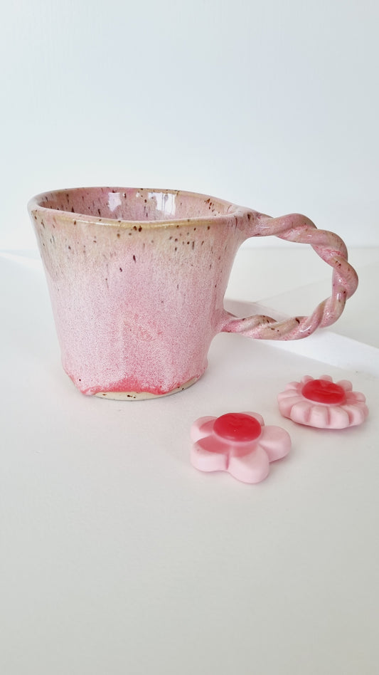 Pink Drippy Handmade HANDPAINTED  Ceramic Mug