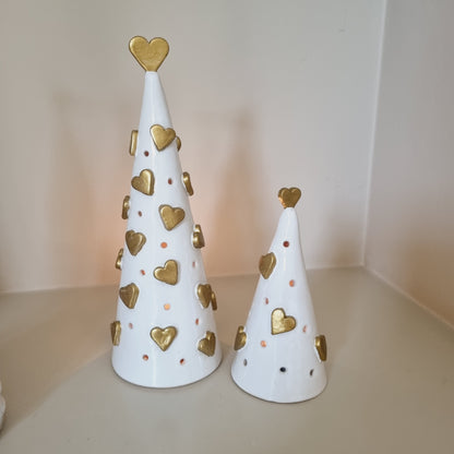 Keramikbaum mit goldenen Herzen, Geschenk für die Liebsten