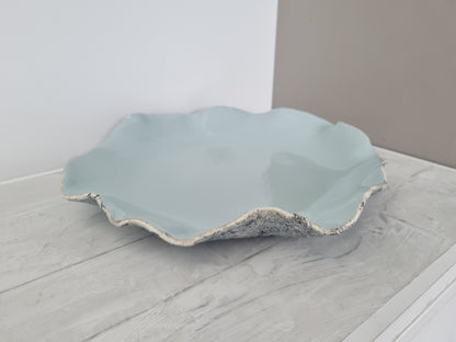 Turquoise Blue Coastal style bowl, artistic decorative centerpiece