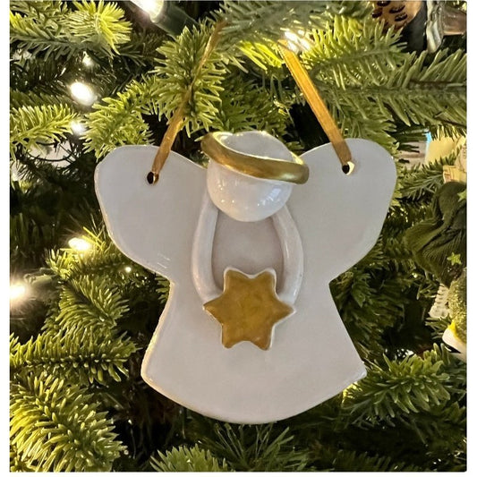 Ceramic Angel Ornament, Handmade Christmas Angel, Christmas tree ornament