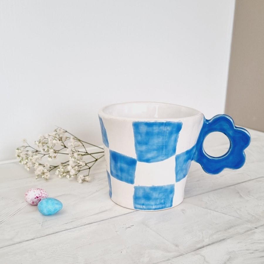 Blue checkers cup