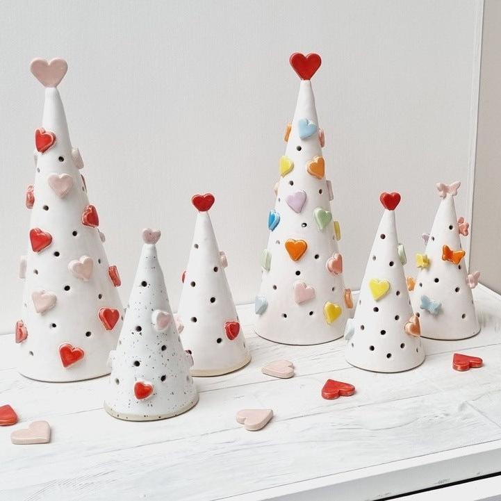 Handmade ceramic trees with hearts