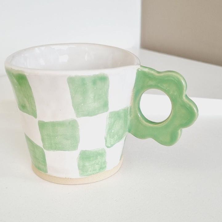 Green checkers cup