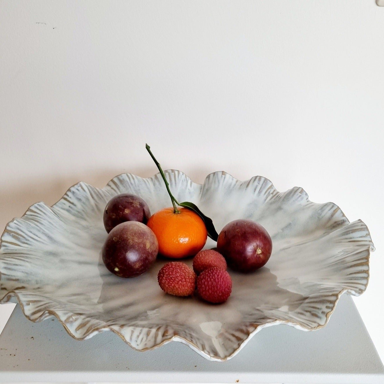 Grey blue flutter decorative  bowl 