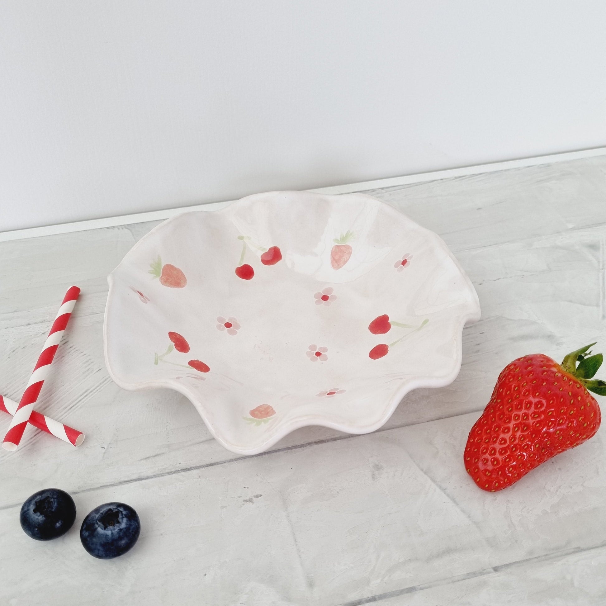 Handmade berry bowl handpainted