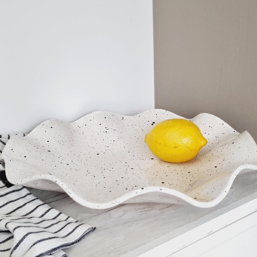 Handmade Centerpiece bowl white black speckles