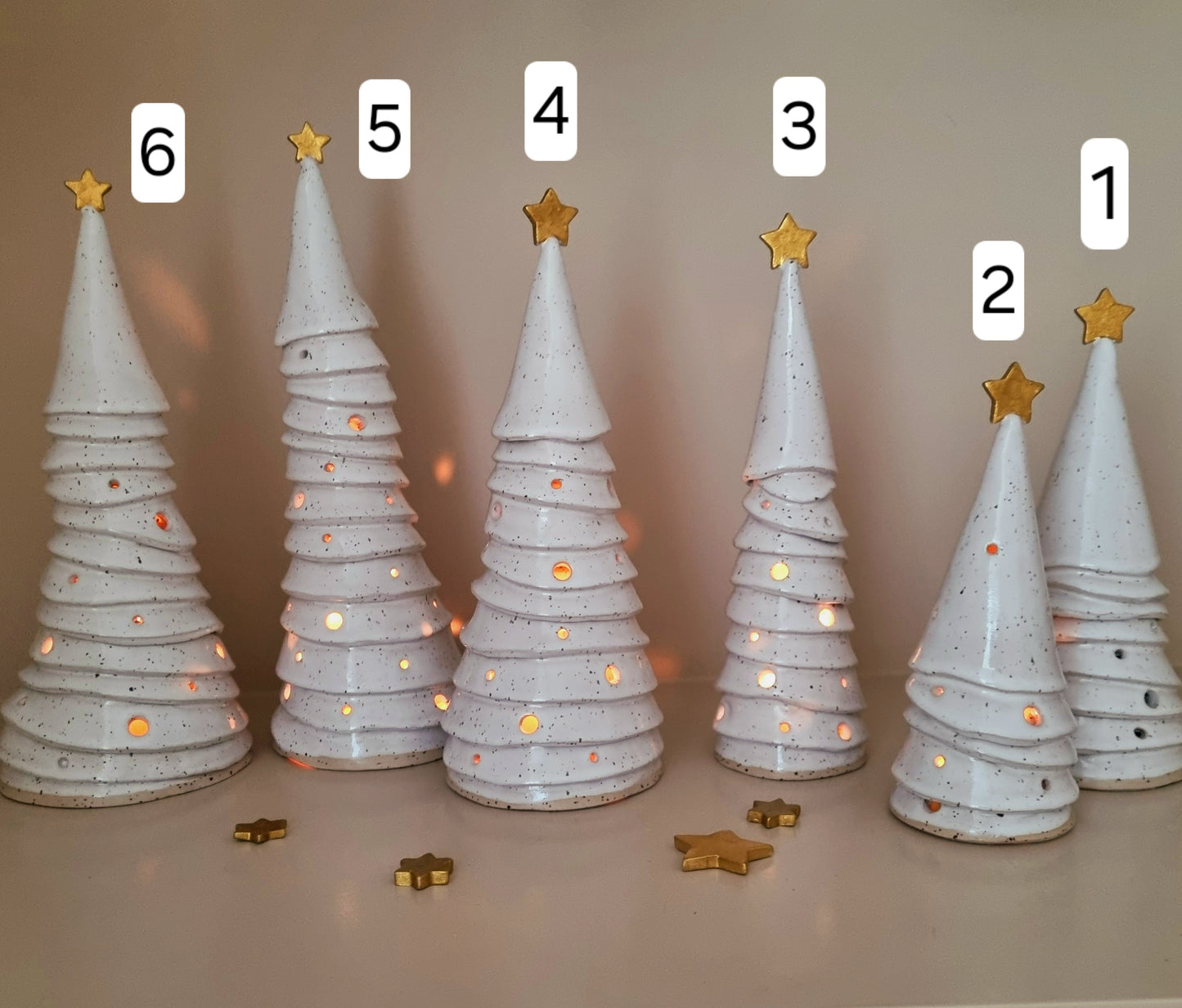 Group of ceramic ribbon Christmas trees