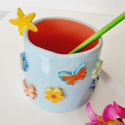 Tropical ceramic cocktail glass